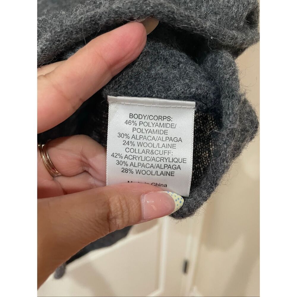 Tory Burch Grey & Off White Cable Knit Neck & Cuffs Turtleneck Sweater - Picture 4 of 7